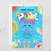 Tropical Pool Bash for Girl – Summer Birthday Girl 招待状 (正面)