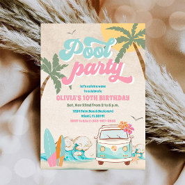 Tropical Pool Party Birthday Invitation 招待状