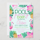 Tropical Pool Party Birthday Party Invitation 招待状 (正面)