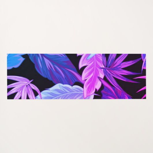 Tropical Purple Botanical Leaves ヨガマット (裏面(横))