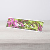 Tropical Purple Bougainvillea Floral デスクネームプレート (正面)