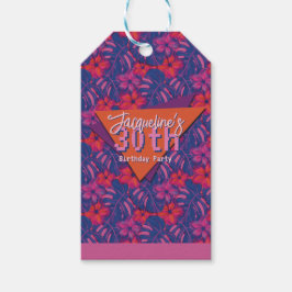 Tropical Purple Floral Birthday ギフトタグ