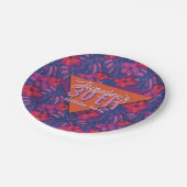 Tropical Purple Floral Birthday ペーパープレート (アングル)