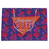 Tropical Purple Floral Birthday  ラージペーパーバッグ (正面)