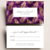 Tropical Purple Gold Foliage Pattern Appointment 名刺