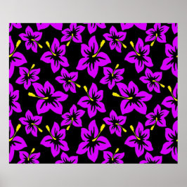 Tropical Purple Hawaiian Hibiscus Flowers ポスター