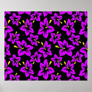 Tropical Purple Hawaiian Hibiscus Flowers ポスター
