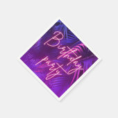 Tropical Purple Palm Leaf Birthday Party スタンダードカクテルナプキン (角)