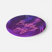 Tropical Purple Palm Leaf Birthday Party ペーパープレート (アングル)