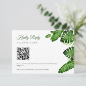 Tropical QR Code RSVP Monstera Leaves Wedding (スタンド正面)