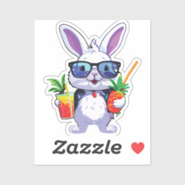 Tropical Rabbit Sticker with Pineapple and Sunglas シール