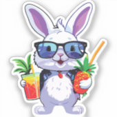 Tropical Rabbit Sticker with Pineapple and Sunglas シール (正面)