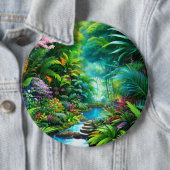 Tropical rain forest with trees and flowers 缶バッジ (インサイチュ)