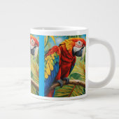 Tropical Red Macaw, Exotic Bird in Vibrant Colors  ジャンボコーヒーマグカップ (右)