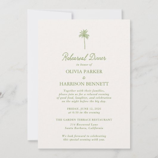 Tropical Rehearsal Dinner Invitation 招待状 (正面)