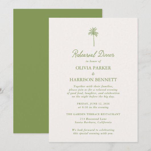 Tropical Rehearsal Dinner Invitation 招待状 (正面/裏面)