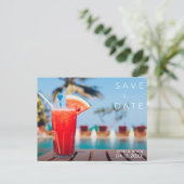 Tropical Resort Destination Wedding Save the Date 案内ポストカード (スタンド正面)