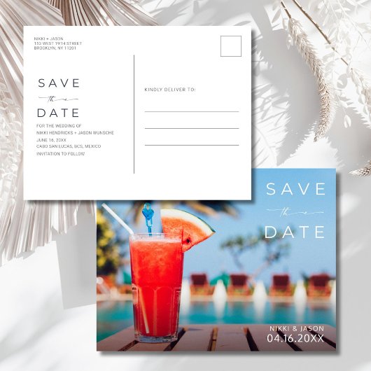 Tropical Resort Destination Wedding Save the Date 案内ポストカード