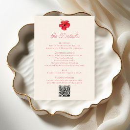 Tropical Retro Coastal Island Wedding Details エンクロージャーカード