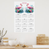 Tropical Romance: 2026 Flamingo Wall Calendar ポスター (キッチン)