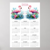 Tropical Romance: 2026 Flamingo Wall Calendar ポスター (正面)