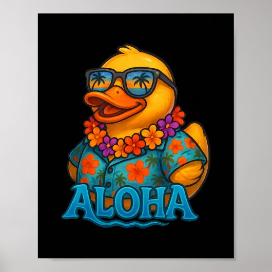 Tropical Rubber Duck Hawaiian Lei Aloha Rubber Duc ポスター (正面)