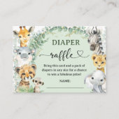 Tropical Safari Animals Baby Shower Diaper Raffle エンクロージャーカード (正面)