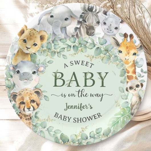 Tropical Safari Jungle Animals Baby Shower ペーパープレート