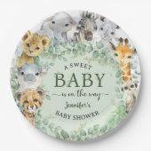 Tropical Safari Jungle Animals Baby Shower ペーパープレート (正面)