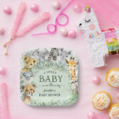Tropical Safari Jungle Animals Baby Shower ペーパープレート (パーティー)