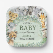 Tropical Safari Jungle Animals Baby Shower ペーパープレート (正面)