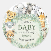 Tropical Safari Jungle Animals Baby Shower ラウンドシール (正面)