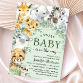 Tropical Safari Jungle Animals Baby Shower  招待状