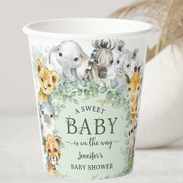 Tropical Safari Jungle Animals Baby Shower 紙コップ