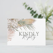Tropical Sage Green Floral Wedding RSVP (スタンド正面)