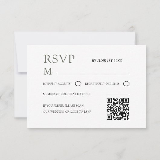Tropical Sage Green Floral Wedding RSVP (裏面)