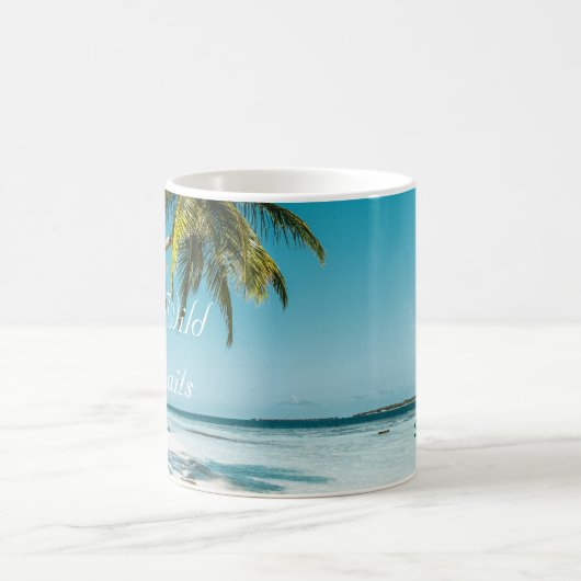 Tropical sand beach ocean personalized adventure  コーヒーマグカップ (中央)