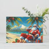 Tropical Santa Beach Christmas Flat Holiday Card シーズンカード (スタンド正面)