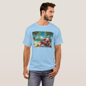 Tropical Santa Beach Christmas Flat Holiday Card Tシャツ (正面フル)