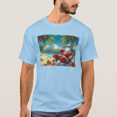 Tropical Santa Beach Christmas Flat Holiday Card Tシャツ (正面)