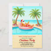 Tropical Santa Christmas Pool Party Invitation 招待状 (正面)