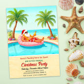 Tropical Santa Christmas Pool Party Invitation 招待状
