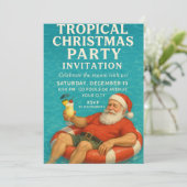 Tropical Santa Pool Christmas Party Invite 招待状 (スタンド正面)