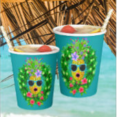 Tropical Sassy Singing Lady Pineapple  ラウンドペーパーコースター