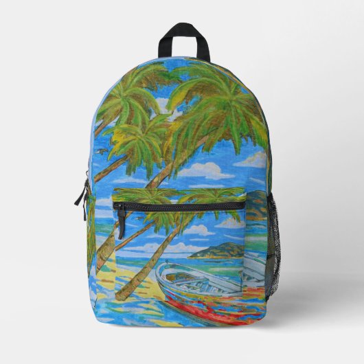Tropical scene backpack  プリントバックパック (正面)