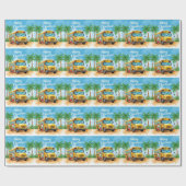 Tropical School Bus Christmas with Santa  ラッピングペーパー (フラット)