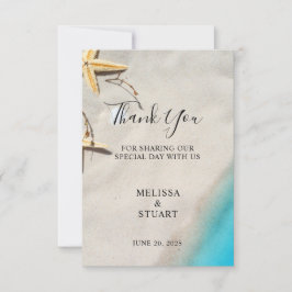 Tropical sea starfish beach Thank You wedding card サンキューカード