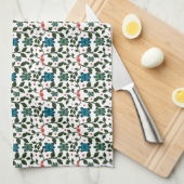 Tropical Sea Turtle Floral Pattern | Coastal Ocean キッチンタオル (四つ折り)
