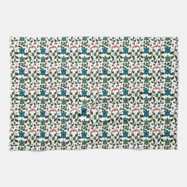 Tropical Sea Turtle Floral Pattern | Coastal Ocean キッチンタオル