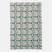 Tropical Sea Turtle Floral Pattern | Coastal Ocean キッチンタオル (縦)